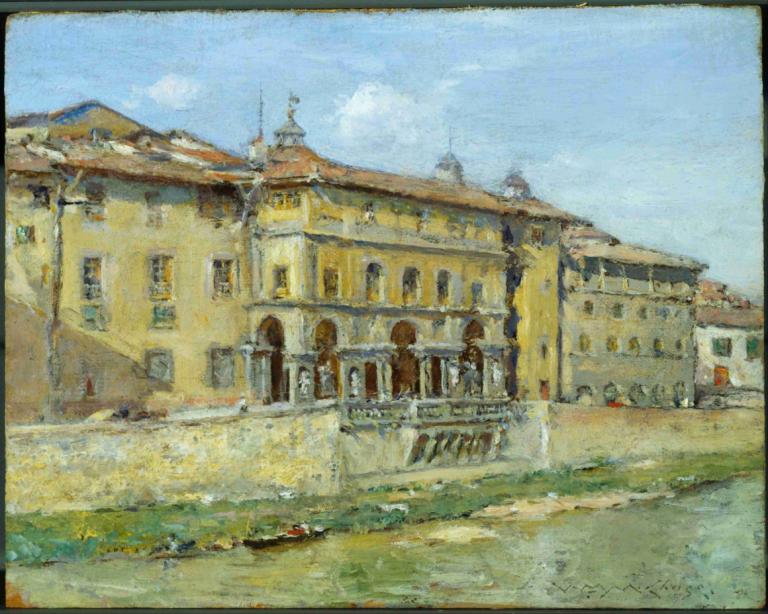 Florence,William Merritt Chase,Oil Painting,Oil Painting, scenery, outdoors, no humans, sky, building