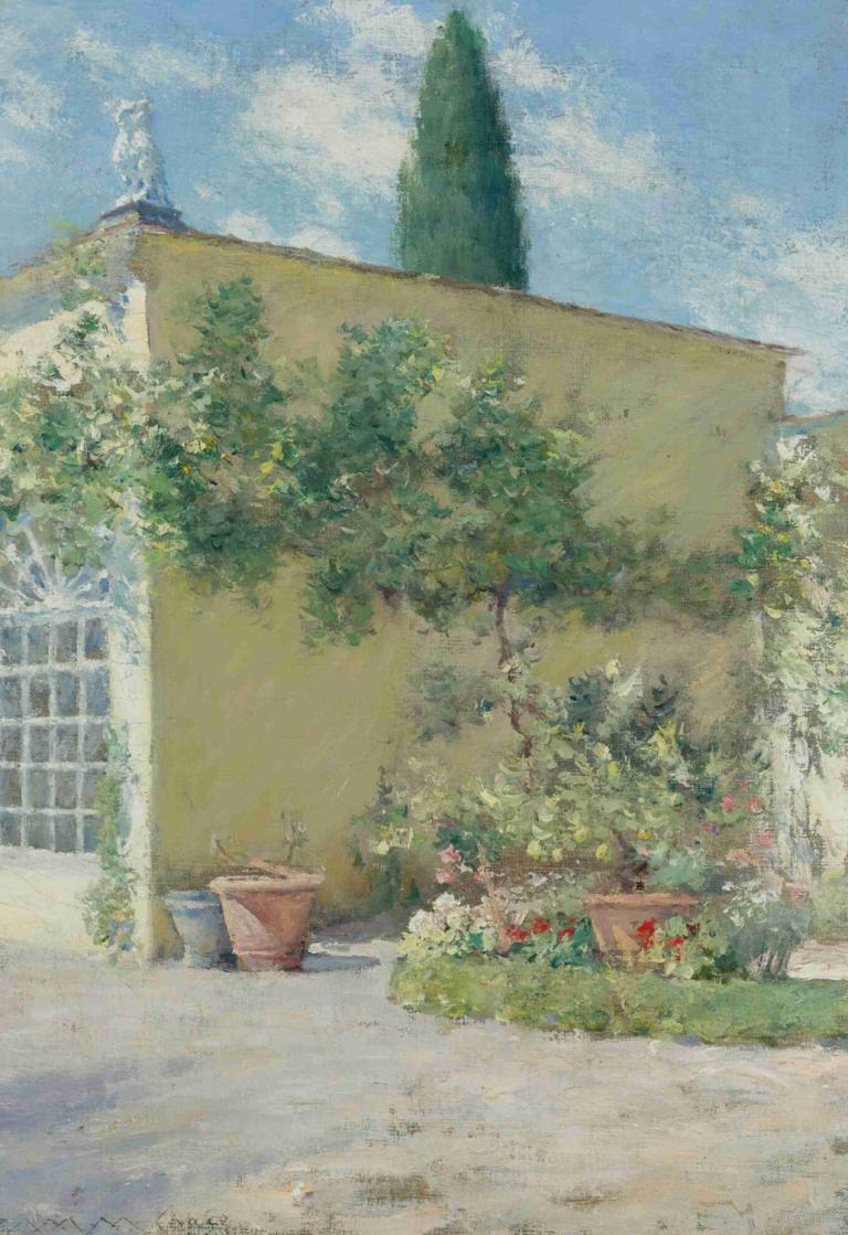 Orangerie Of The Chase Villa In Florence,William Merritt Chase,Oil Painting,Oil Painting, no humans, outdoors