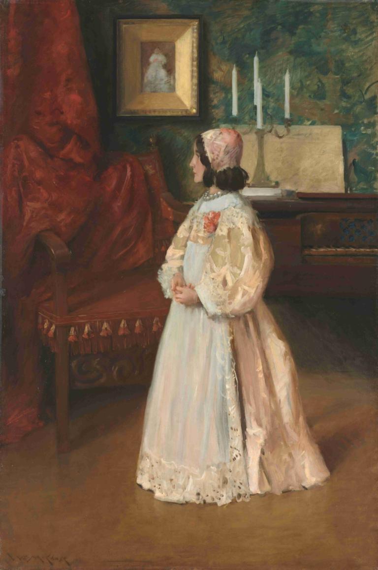 Portrait of My Daughter Alice,Potret Putri Saya Alice,William Merritt Chase,Lukisan cat minyak