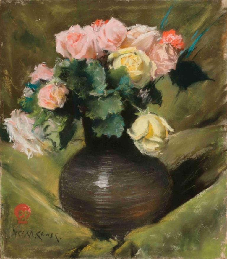 Roses,Mawar,William Merritt Chase,Lukisan cat minyak,Lukisan cat minyak, tidak ada manusia, bunga