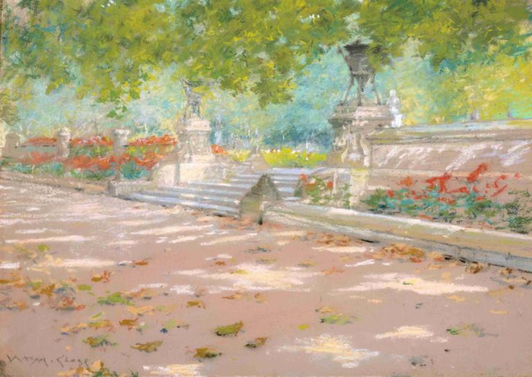 Terrace, Prospect Park,Terrass, Prospect Park,William Merritt Chase,Oljemålning,Oljemålning, utomhus