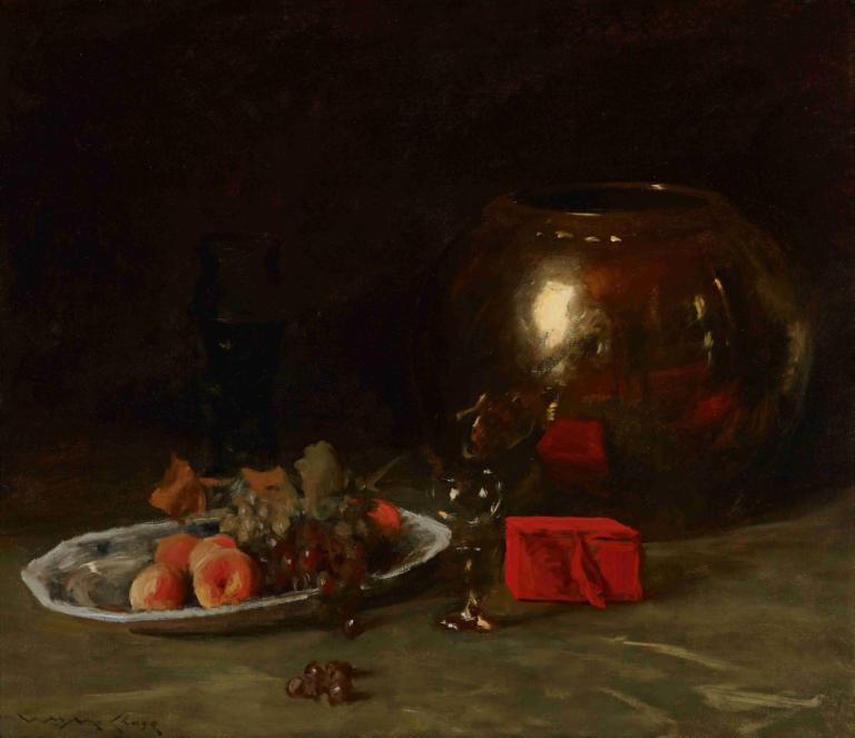 The Big Brass Bowl,Den stora mässingsskålen,William Merritt Chase,Oljemålning,Oljemålning, mat