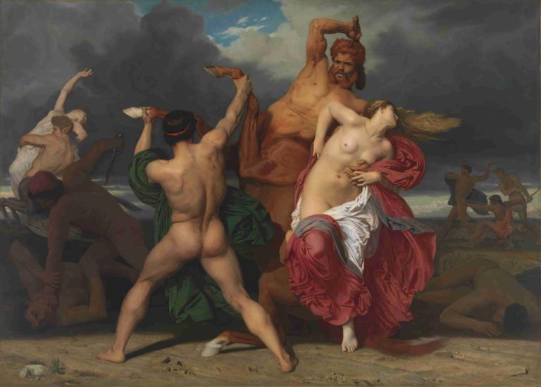 Battle Of The Centaurs And The Lapiths,William-Adolphe Bouguereau,Oil Painting,Oil Painting, fine art parody