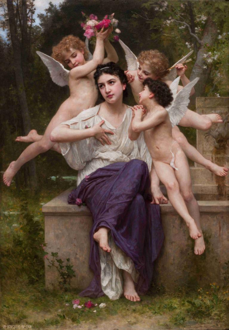 Dream of Spring (Rêve de printemps),William-Adolphe Bouguereau,Oil Painting,Oil Painting, fine art parody