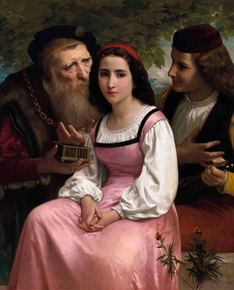 Entre la richesse et l'amour,William-Adolphe Bouguereau,Oil Painting,Oil Painting, fine art parody, 1girl