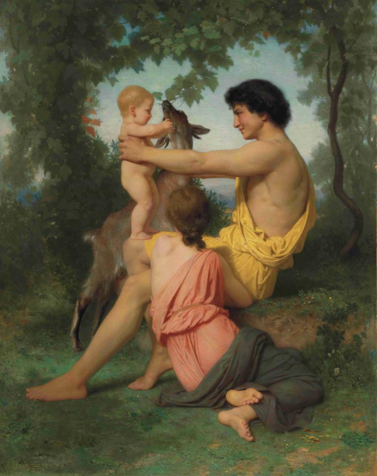 Idylle; famille antique,Idila; starodavna družina,William-Adolphe Bouguereau,Oljna slika,Oljna slika, 1 dekle