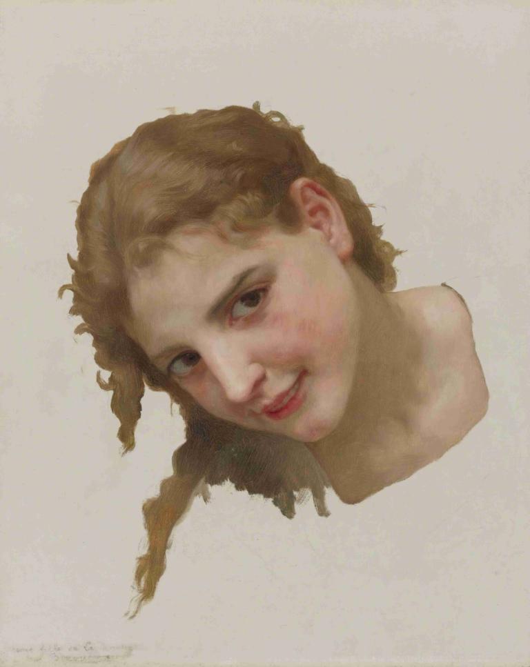 Jeune fille de la rochelle [study for le gué],William-Adolphe Bouguereau,Oil Painting,Oil Painting, solo