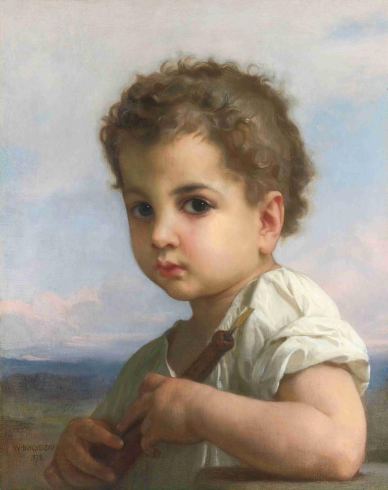 Joueur de flûte,长笛演奏员,William-Adolphe Bouguereau,威廉-阿道夫-布格罗,油画,油画, 独奏, 衬衫, 看着观众, 实际的, 白衬衫, 男性焦点, 孩子, 1男孩, 户外