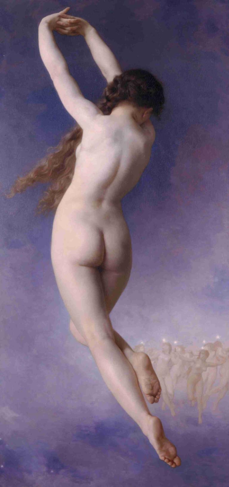 L'Etoile Perdue,Kadonnut tähti,William-Adolphe Bouguereau,Öljymaalaus,Öljymaalaus, 1 tyttö, perse, alaston