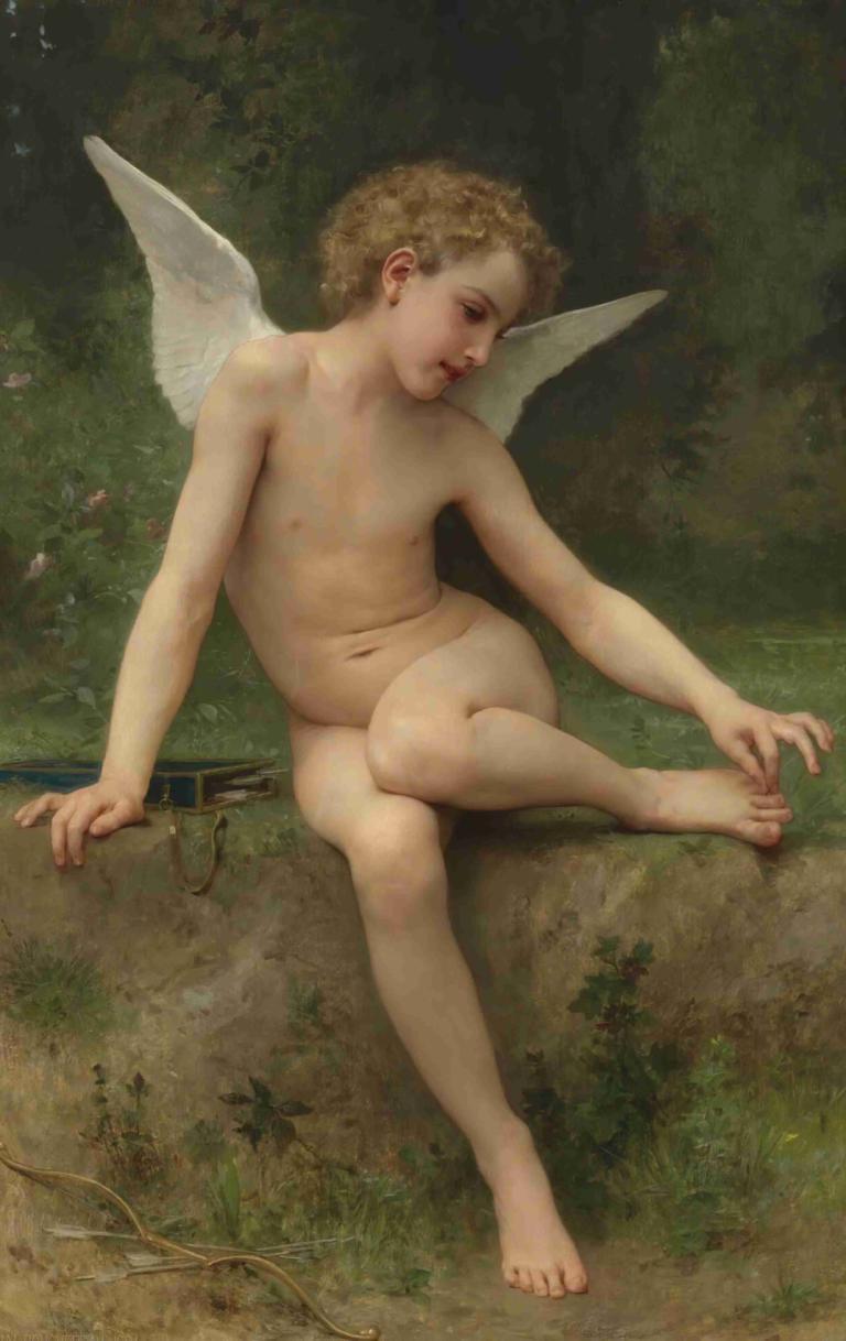 L'amour À L'épine,William-Adolphe Bouguereau,Lukisan cat minyak,Lukisan cat minyak, sayap, solo