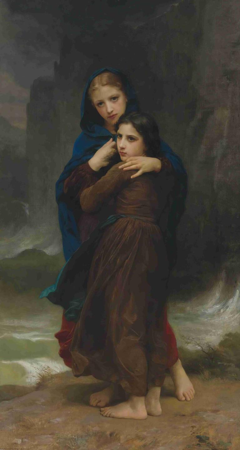 L'orage,Orage,William-Adolphe Bouguereau,Olieverf,Olieverf, 2 meisjes, meerdere meisjes