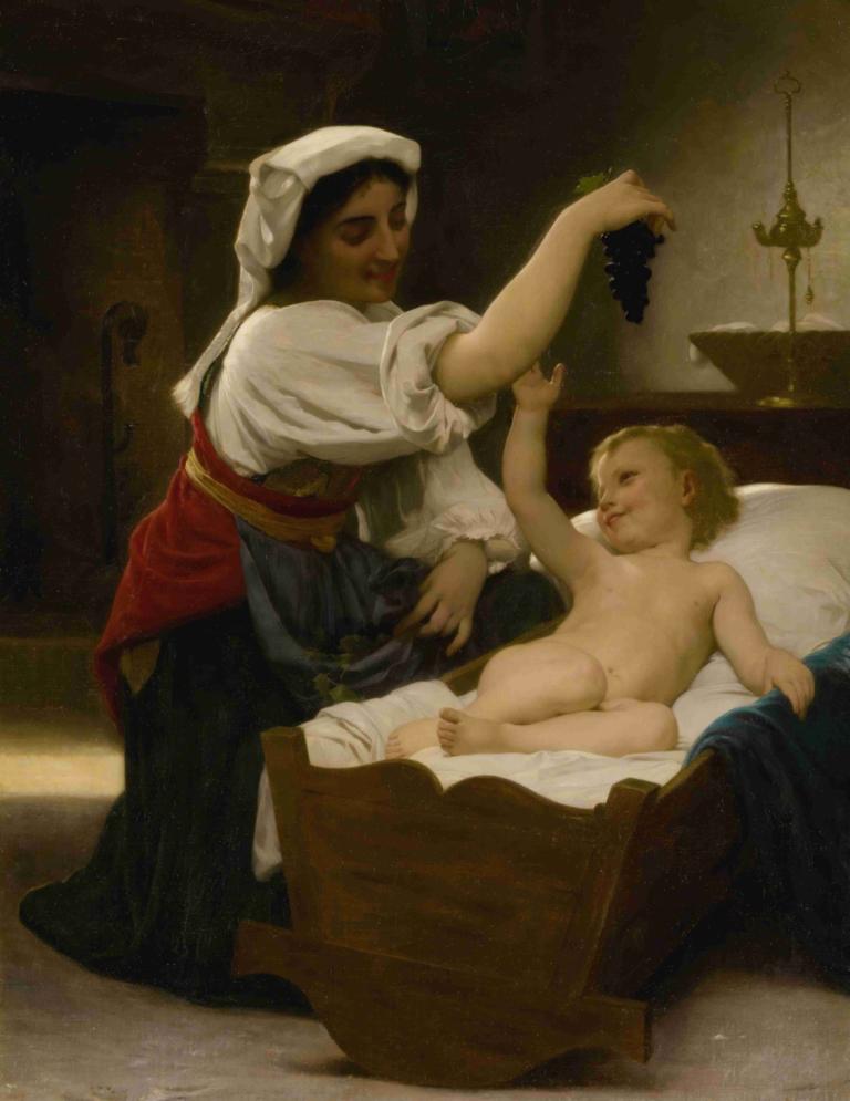 La Grappe De Raisin,William-Adolphe Bouguereau,Pintura al óleo,Pintura al óleo, parodia de bellas artes