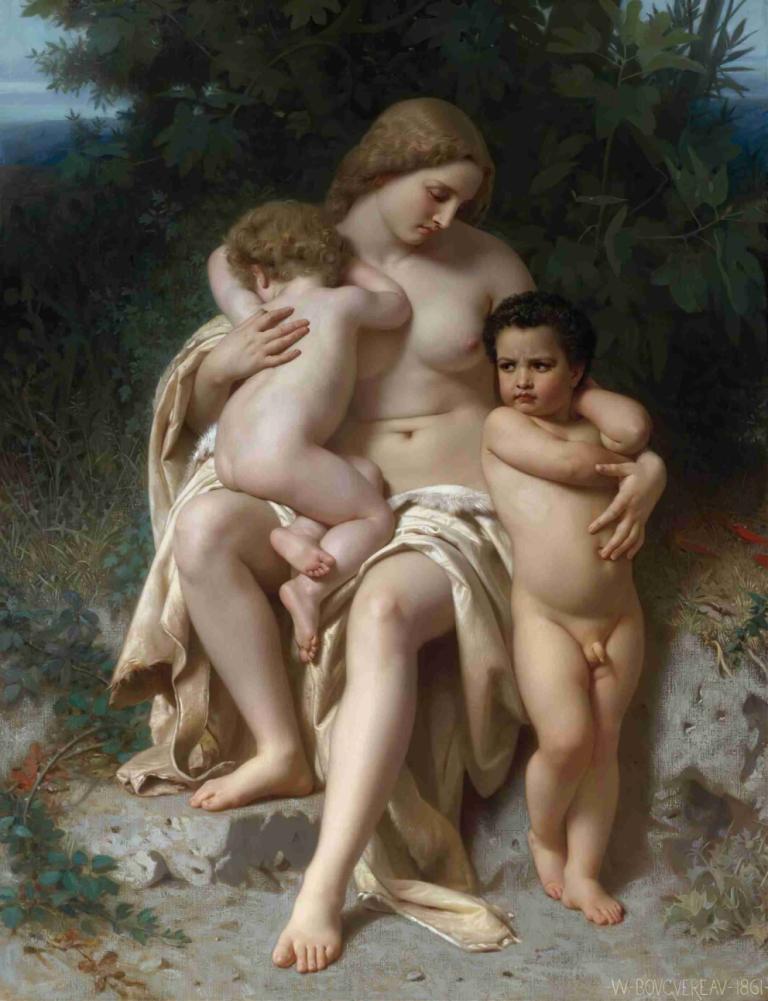 La Première Discorde (Cain And Abel),Den første uenighet (Kain og Abel),William-Adolphe Bouguereau,Oljemaleri