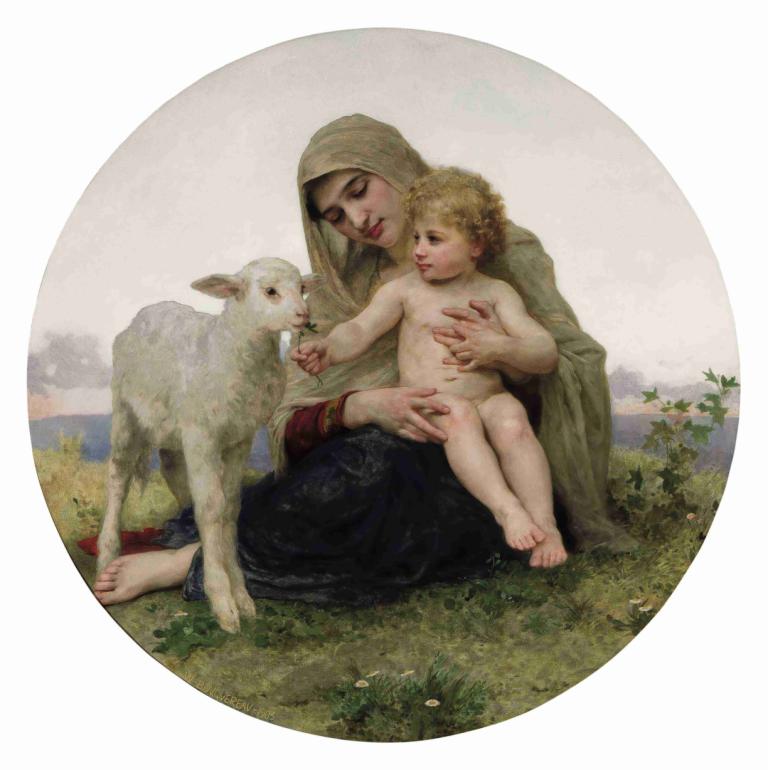 La Vierge à l'agneau,Η Παρθένος και το Αρνίο,William-Adolphe Bouguereau,Ελαιογραφία,Ελαιογραφία