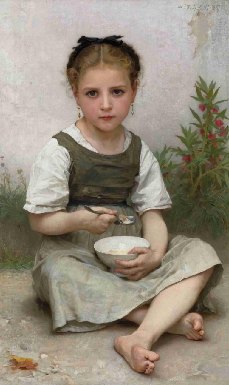 Le Déjeuner Du Matin,Morgen frokost,William-Adolphe Bouguereau,Oljemaleri,Oljemaleri, 1 jente, barfot, solo