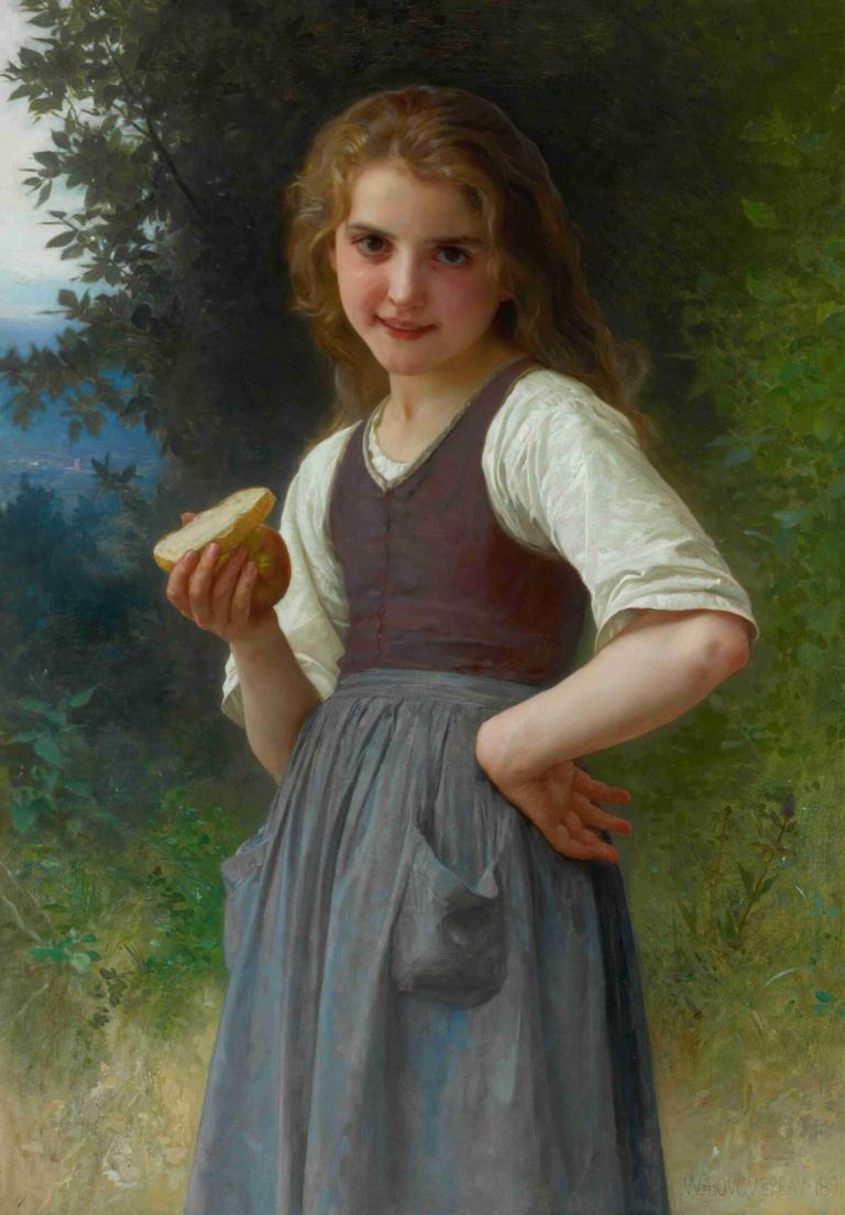 Le Goûter Aux Champs,De Champs,William-Adolphe Bouguereau,Olieverf,Olieverf, 1meisje, solo, voedsel