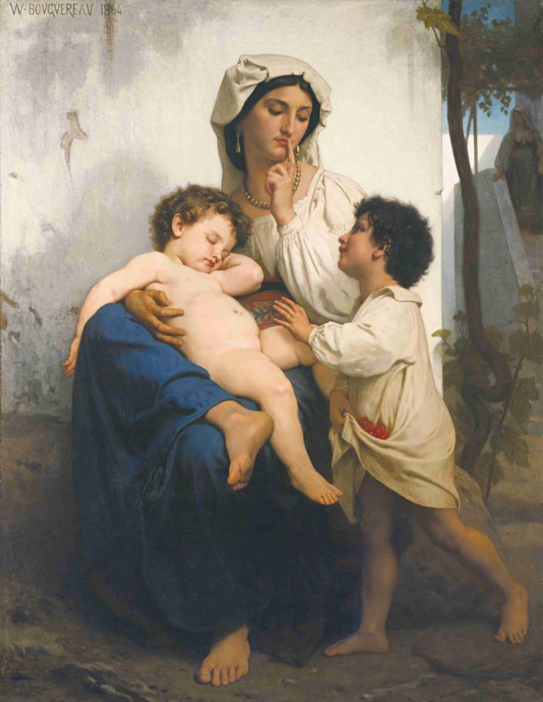 Le Sommeil,Slaap,William-Adolphe Bouguereau,Olieverf,Olieverf, parodie op beeldende kunst, parodie