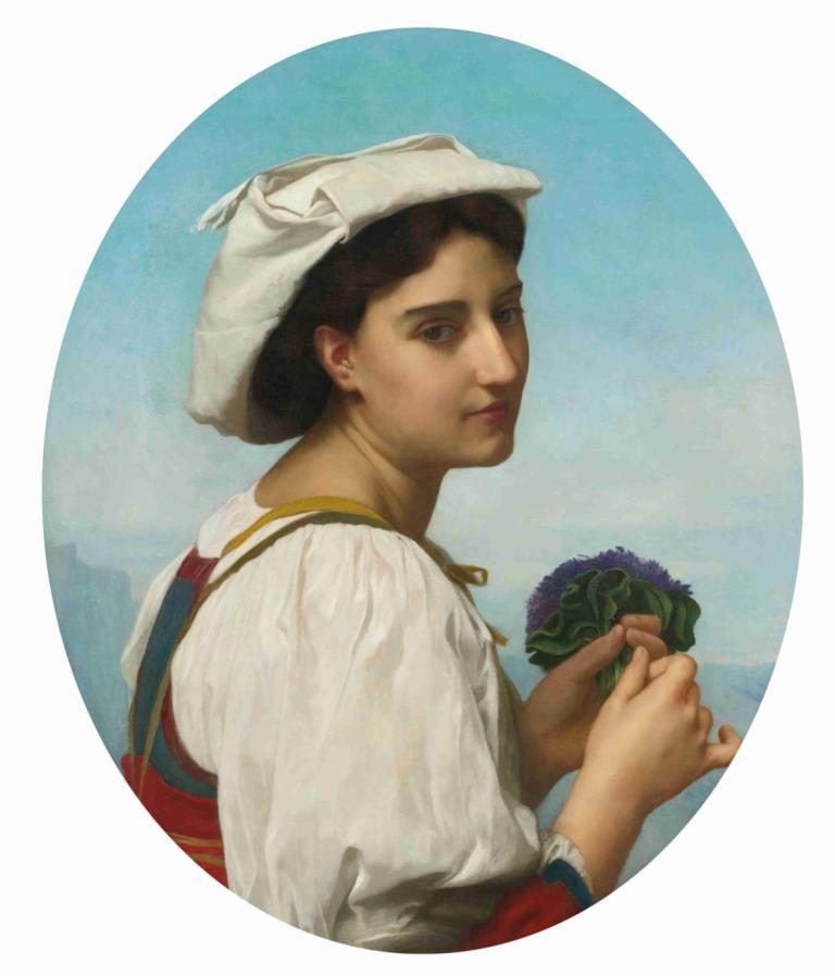 Le bouquet de violettes,Buketten med fioler,William-Adolphe Bouguereau,Oljemaleri,Oljemaleri, solo, 1 gutt