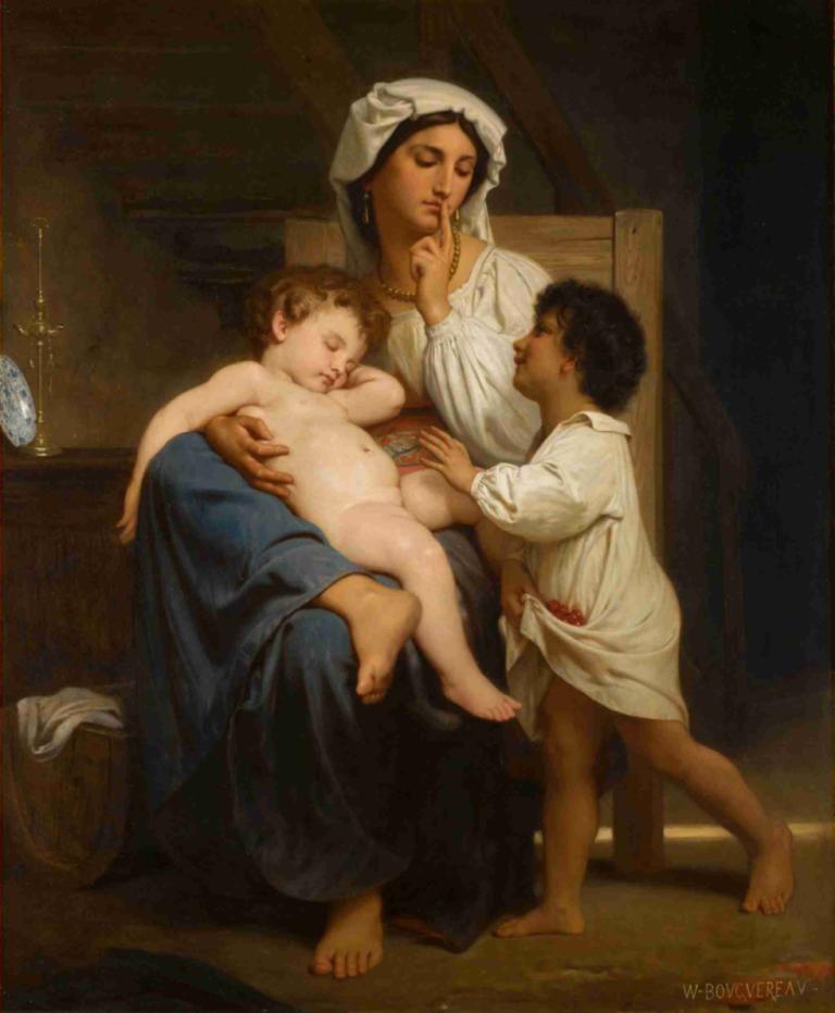 Le sommeil,Slaap,William-Adolphe Bouguereau,Olieverf,Olieverf, parodie op beeldende kunst, parodie