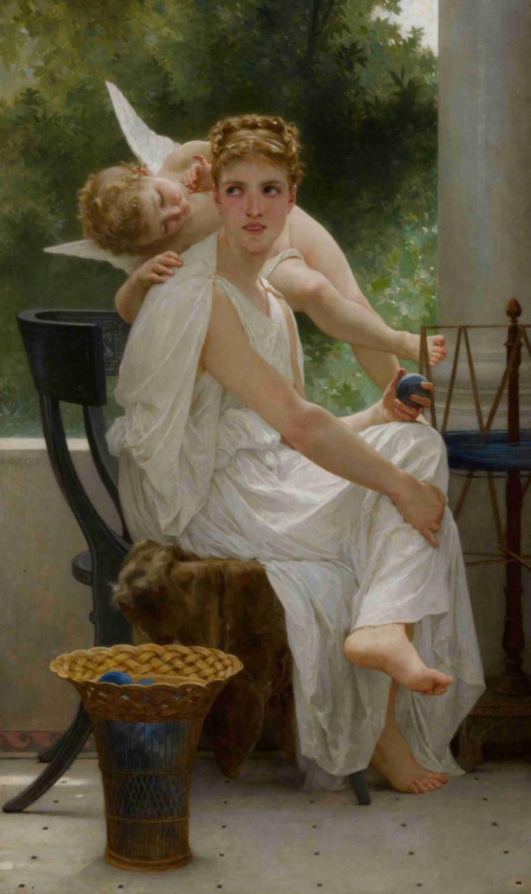 Le travail interrompu,Werk onderbroken,William-Adolphe Bouguereau,Olieverf,Olieverf