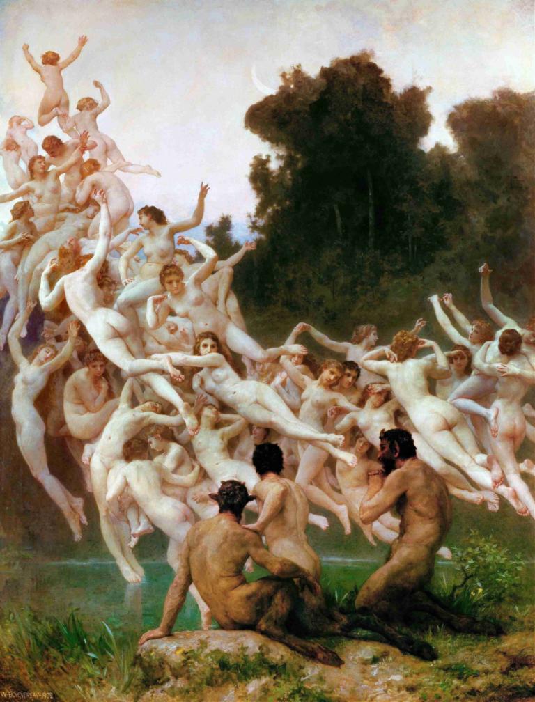 Les Oréades,William-Adolphe Bouguereau,Olieverf,Olieverf, meerdere jongens, 6+jongens