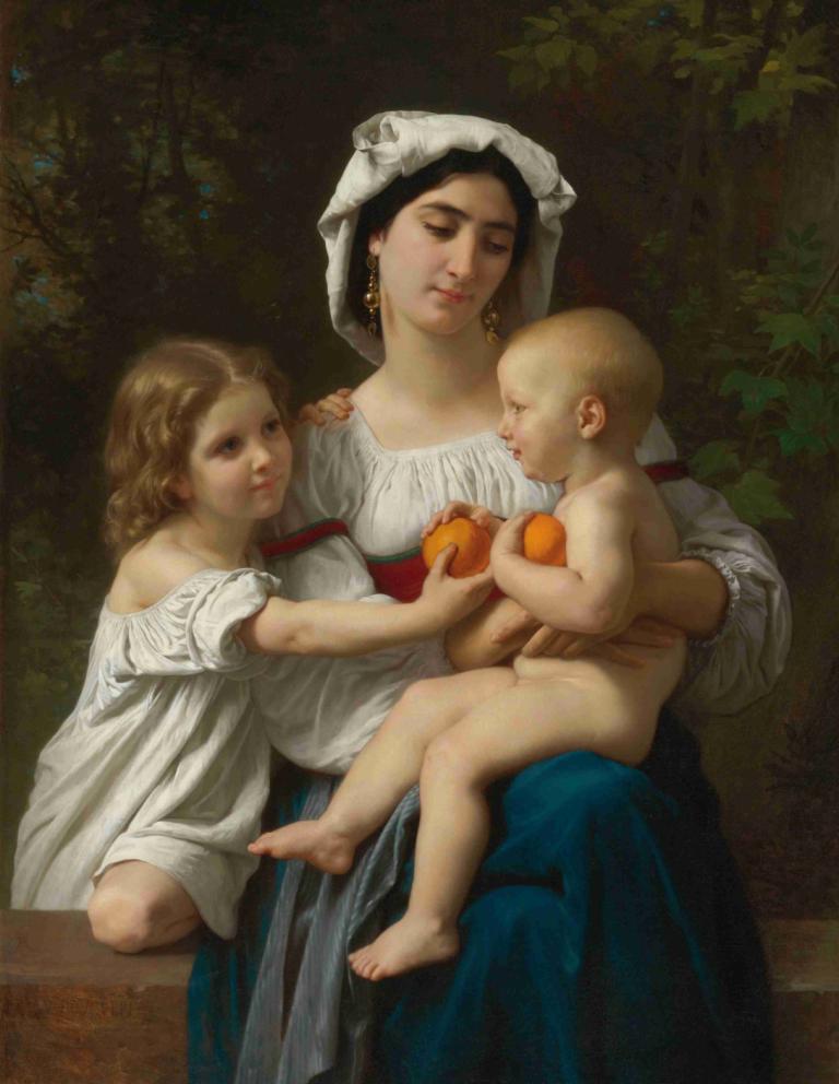 Les Oranges,Sinaasappels,William-Adolphe Bouguereau,Olieverf,Olieverf, parodie op beeldende kunst, Baby