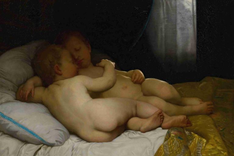 Les enfants endormis,Slapende kinderen,William-Adolphe Bouguereau,Olieverf,Olieverf, naakt, meerdere jongens