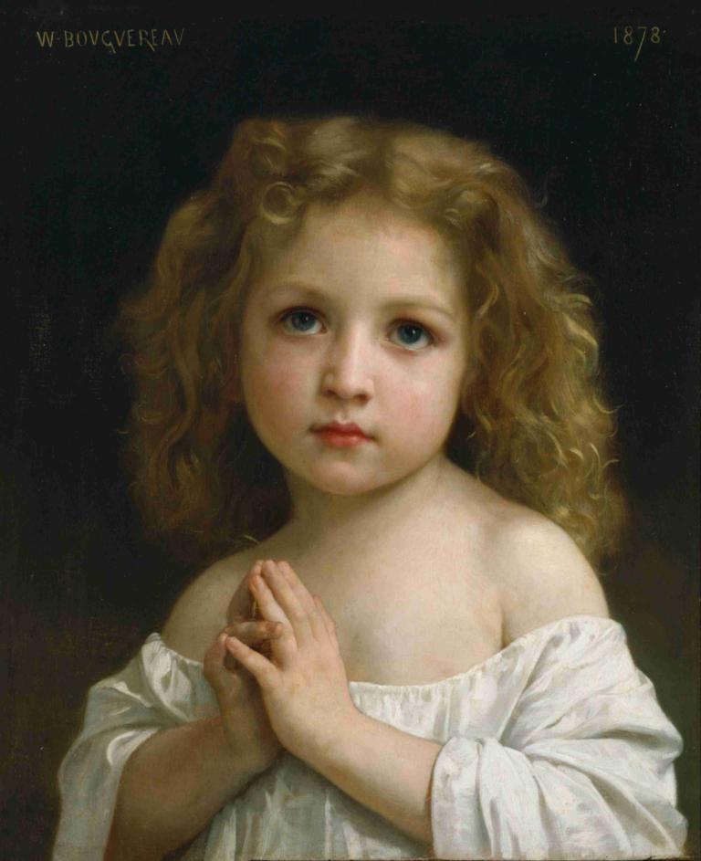 Little Girl,Klein Meisje,William-Adolphe Bouguereau,Olieverf,Olieverf, 1meisje, solo, blond haar