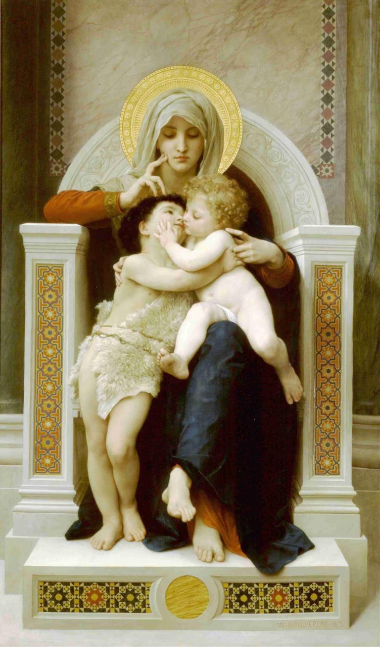 Madonna with child and John the Baptist,Madonna met kind en Johannes de Doper,William-Adolphe Bouguereau