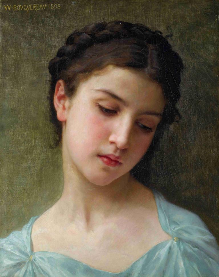 Portrait De Jeune Fille,Portretul unei tinere fete,William-Adolphe Bouguereau,Pictura in ulei,Pictura in ulei