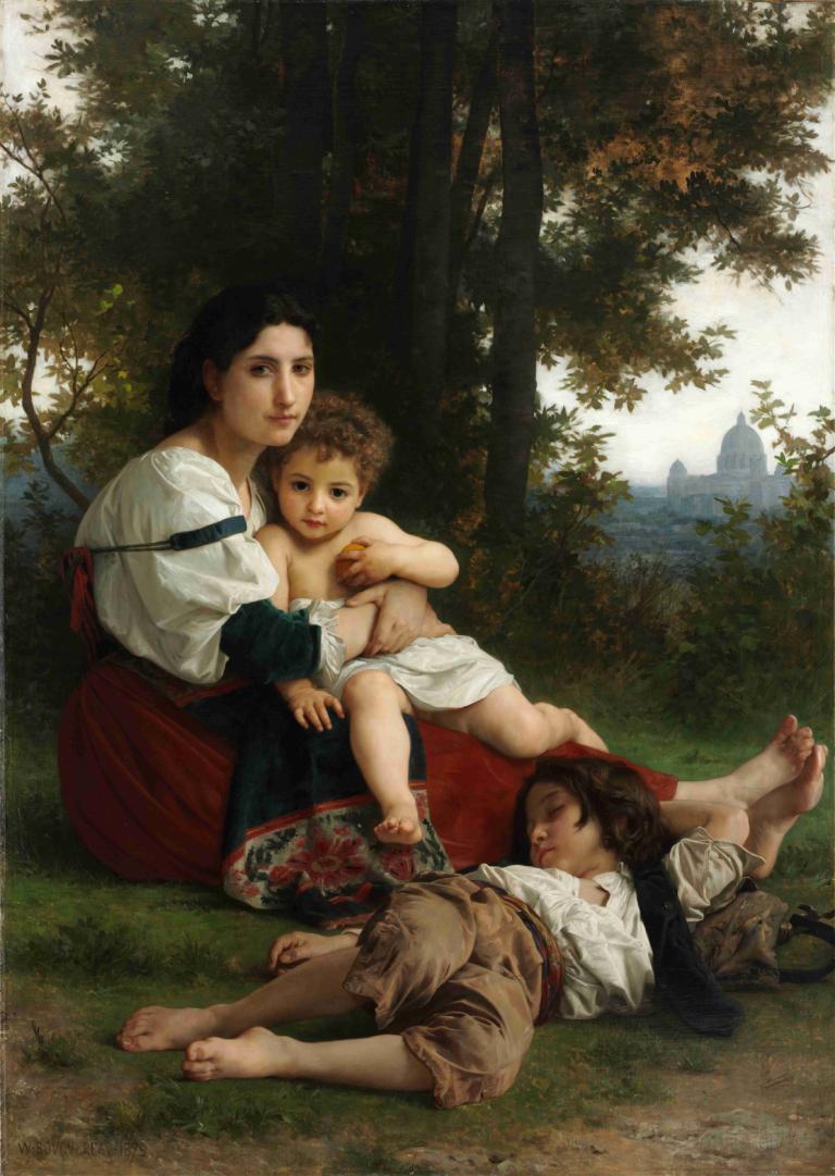 Rest,William-Adolphe Bouguereau,Oil Painting,Oil Painting, fine art parody, barefoot, realistic