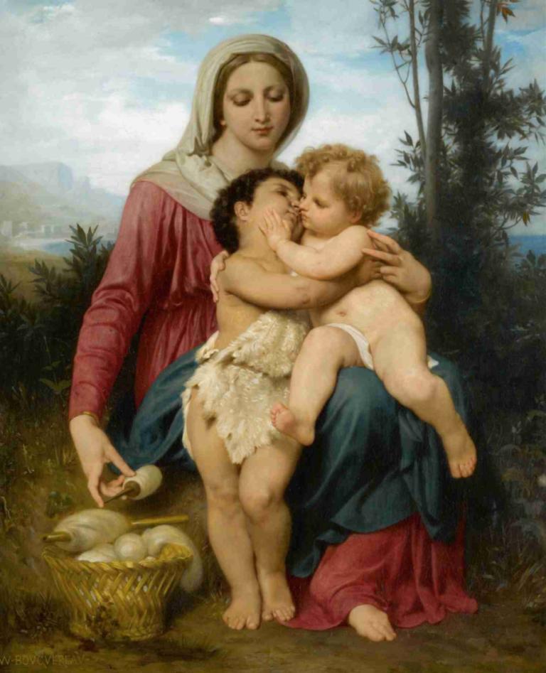 Sainte Famille (The Holy Family),William-Adolphe Bouguereau,Oil Painting,Oil Painting, fine art parody