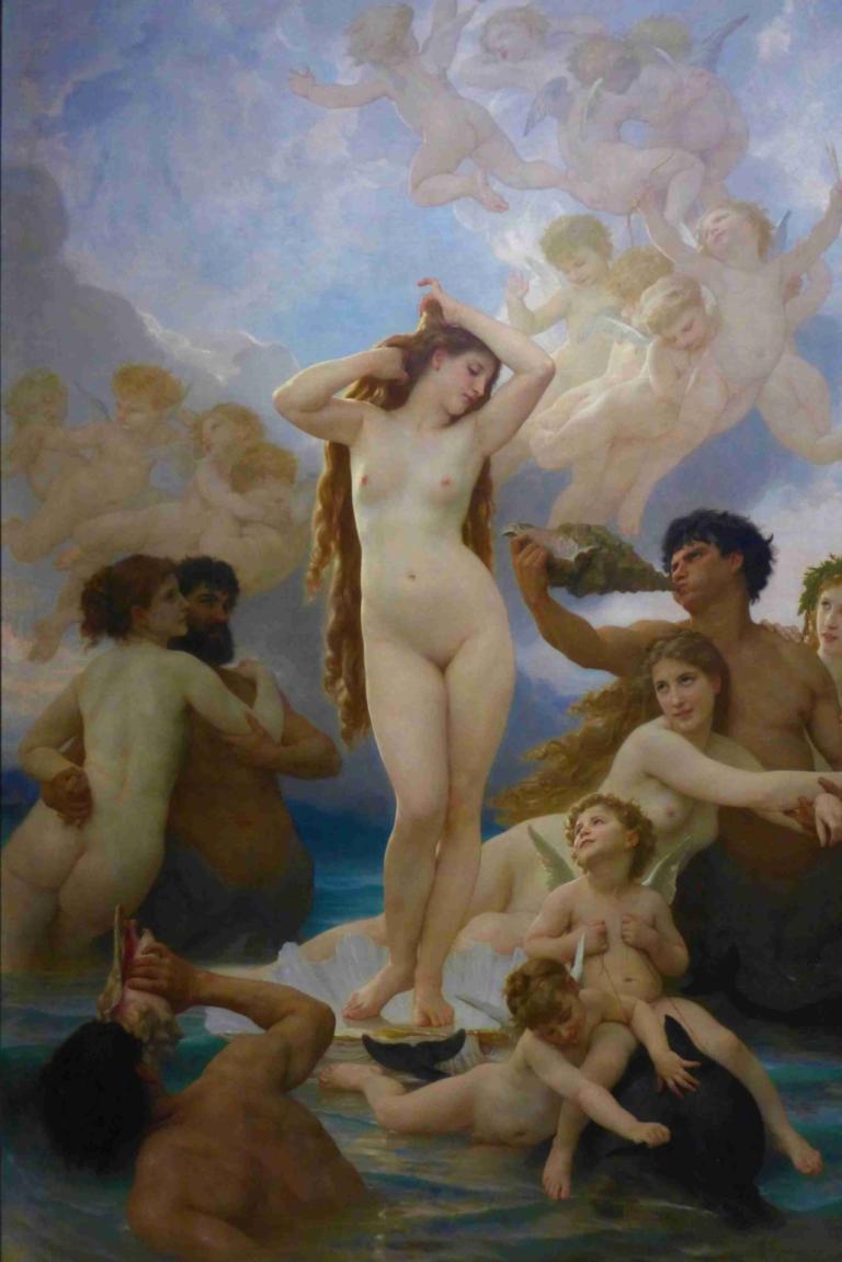 The Birth of Vénus,베누스의 탄생,William-Adolphe Bouguereau,윌리엄-아돌프 부게로,오일 페인팅,오일 페인팅, 미술 패러디, 나체상, 여러 소년, 젖꼭지