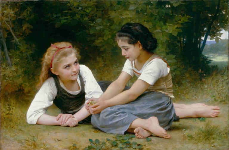 The Nut Gatherers,Para Pengumpul Kacang,William-Adolphe Bouguereau,Lukisan cat minyak,Lukisan cat minyak