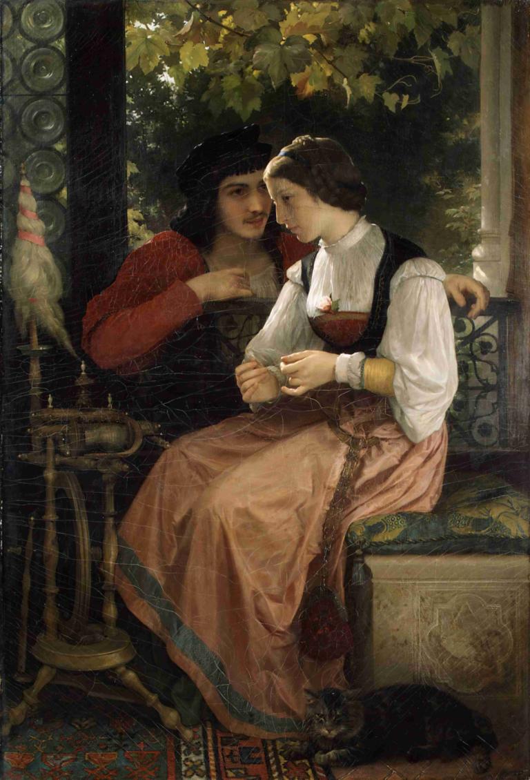 The Proposal,Proposal,William-Adolphe Bouguereau,Lukisan cat minyak,Lukisan cat minyak, banyak gadis