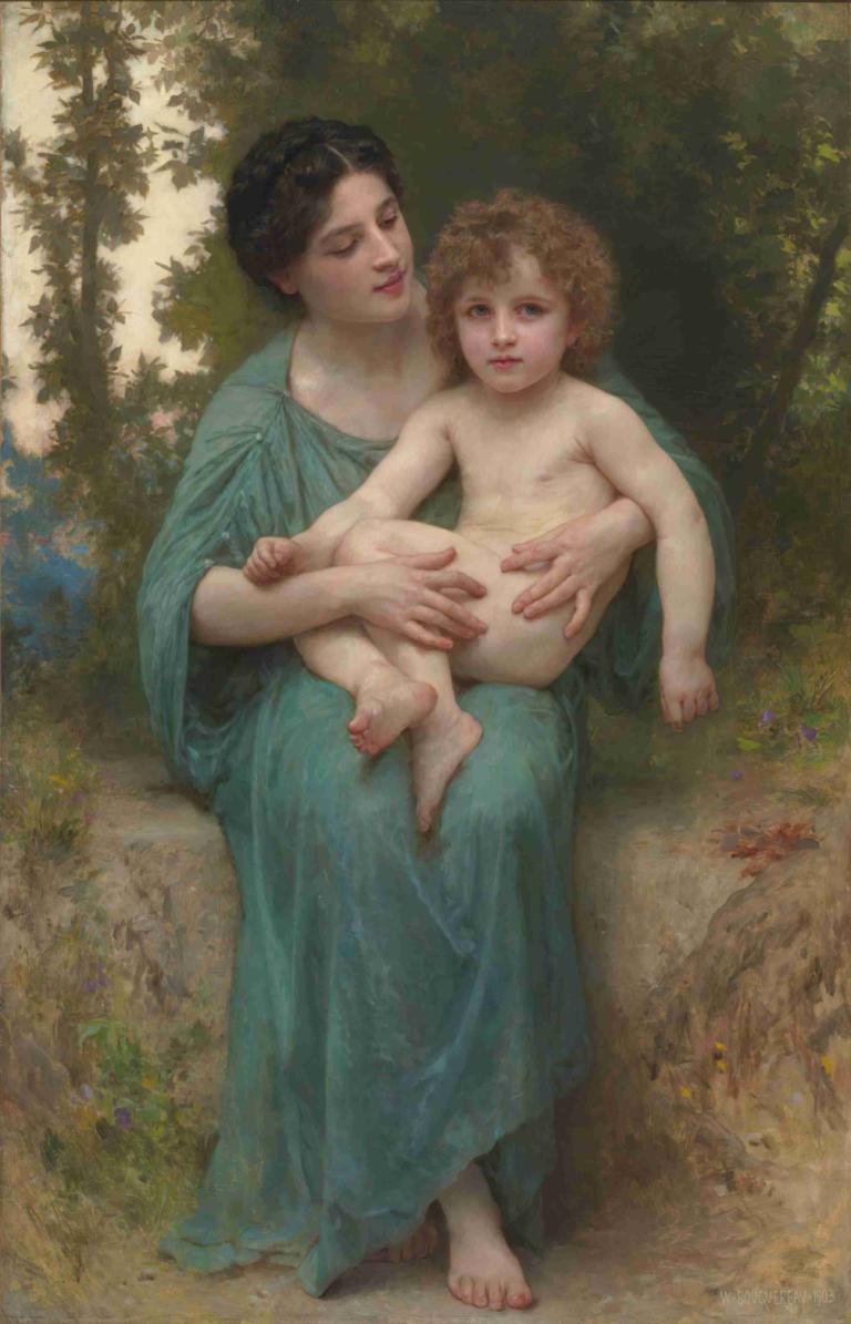 The Younger Brother,Den yngre bror,William-Adolphe Bouguereau,Oliemaleri,Oliemaleri, kunstparodi, 1 pige