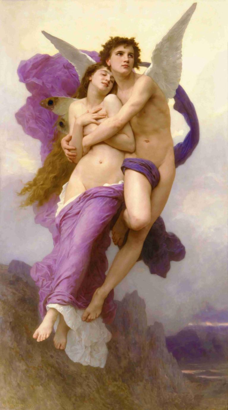 The abduction of Psyche,프시케의 납치,William-Adolphe Bouguereau,윌리엄-아돌프 부게로,오일 페인팅,오일 페인팅, 미술 패러디, 여자 1명, 1남, 긴 머리