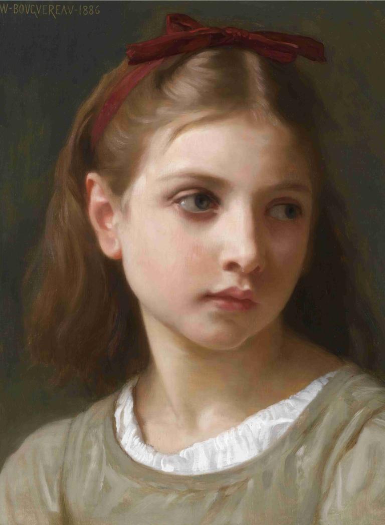 Une petite fille,En lille pige,William-Adolphe Bouguereau,Oliemaleri,Oliemaleri, 1 pige, solo, realistisk