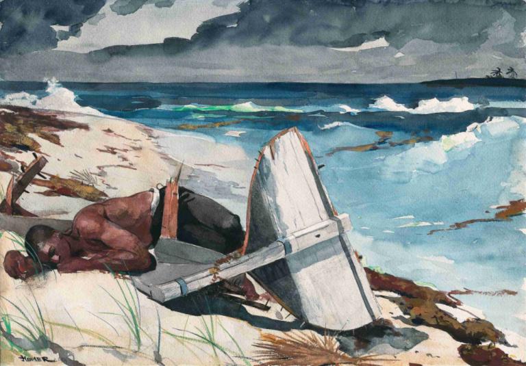 After the Hurricane, Bahamas,Winslow Homer,Oil Painting,Oil Painting, outdoors, cloud, traditional media