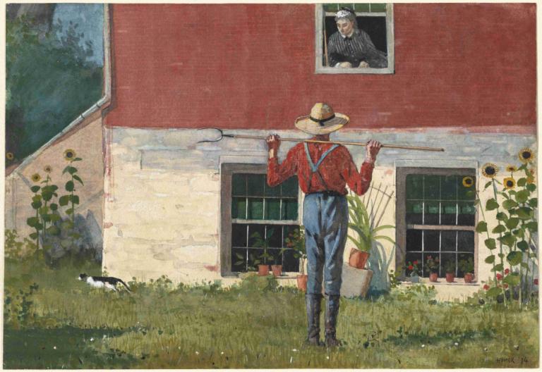 In the Garden (Rustic Courtship),W ogrodzie (Rustykalne zaloty),Winslow Homer,Obraz olejny,Obraz olejny