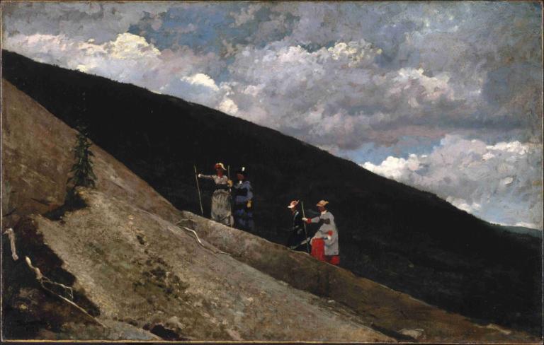 In the Mountains,산속에서,Winslow Homer,윈슬로우 호머,오일 페인팅,오일 페인팅, 여러 소년, 옥외, 구름, 하늘, 전통 미디어, 흐린 하늘, 나무, 좌석, 경치, 남성 집중