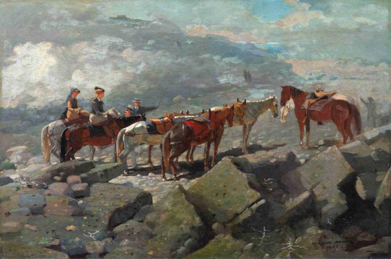 Mount Washington,Winslow Homer,Oljemålning,Oljemålning, utomhus, häst, moln, himmel, traditionella medier