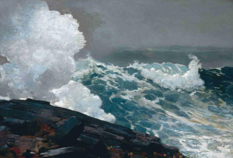 Northeaster,동북부,Winslow Homer,윈슬로우 호머,오일 페인팅,오일 페인팅, 구름, 경치, 파도, 옥외, 대양, 인간은 없어, 하늘, 흐린 하늘, 물, 수평선