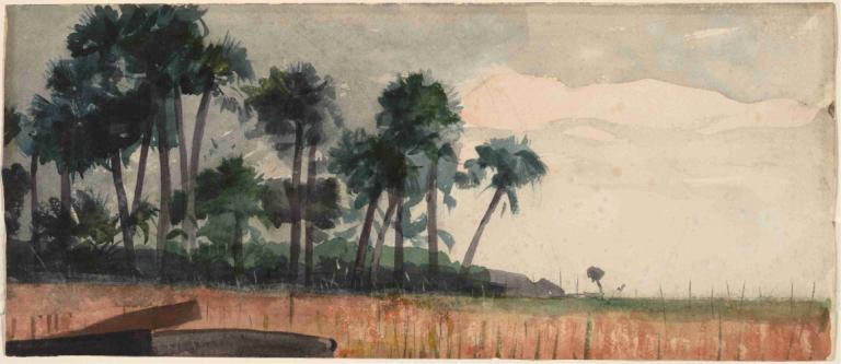 Palm Trees, Red,Пальмы, красный,Winslow Homer,Уинслоу Гомер,Картина Маслом,Картина Маслом, дерево