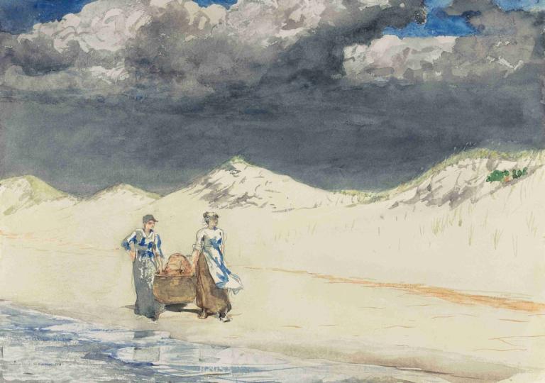 Sand And Sky,Sabbia e cielo,Winslow Homer,Pittura ad olio,Pittura ad olio, più ragazzi, 2 ragazzi, all'aperto