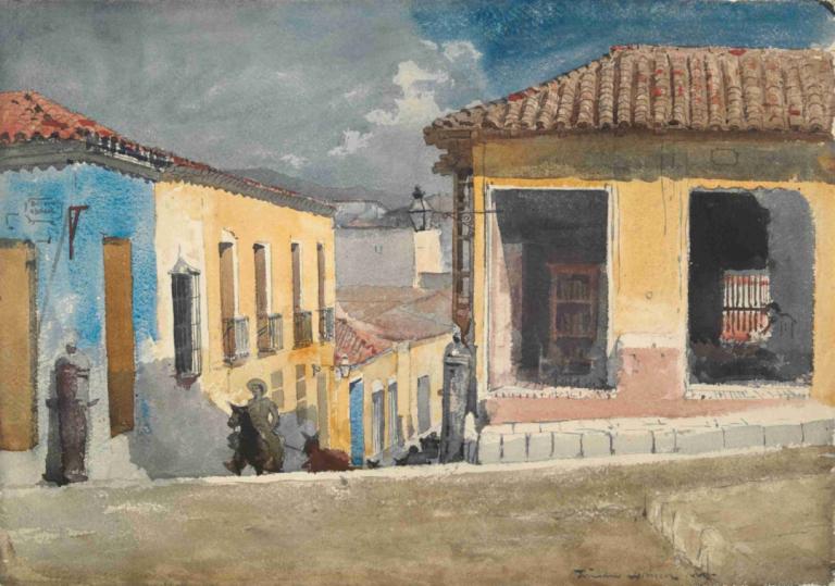 Santiago de Cuba; Street Scene,Santiago de Cuba; scena di strada,Winslow Homer,Pittura ad olio