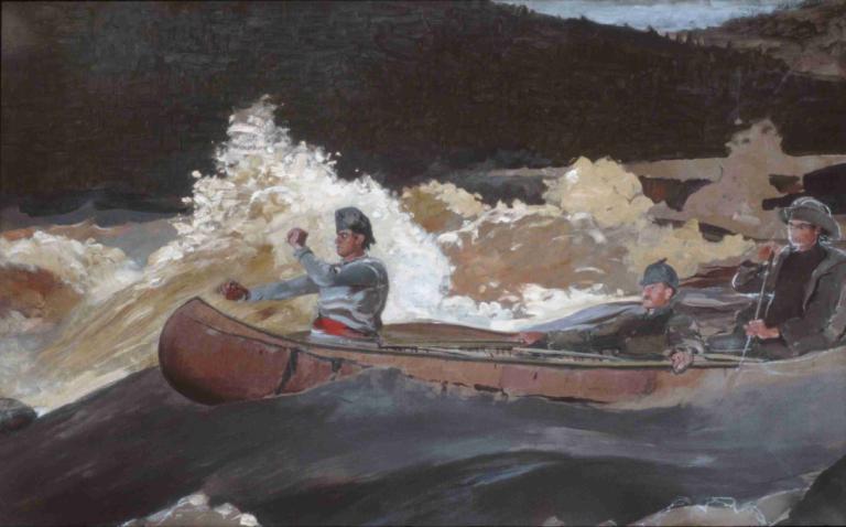 Shooting the Rapids, Saguenay River,Съемка порогов, река Сагеней,Winslow Homer,Уинслоу Гомер,Картина Маслом