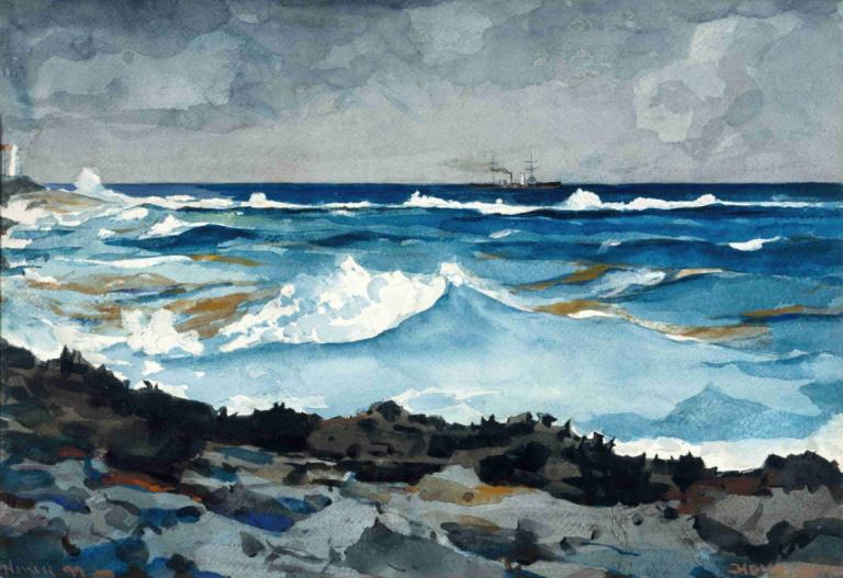 Shore and Surf, Nassau,Winslow Homer,Ελαιογραφία,Ελαιογραφία, όχι ανθρώπους, σε εξωτερικό χώρο, τοπίο