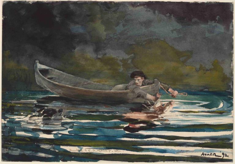 Sketch for 'Hound and Hunter',Bozzetto per "Segugio e cacciatore,Winslow Homer,Pittura ad olio