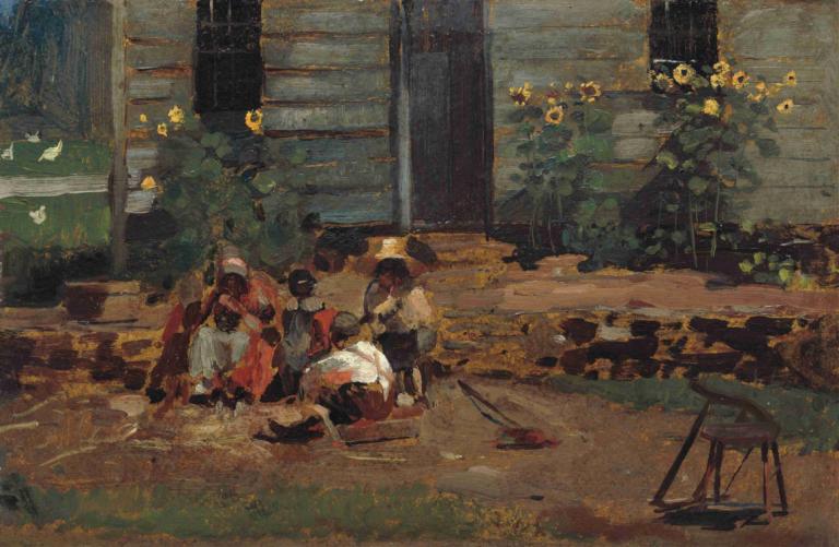 Sketch of a Cottage Yard,Σκίτσο μιας αυλής εξοχικού σπιτιού,Winslow Homer,Ελαιογραφία,Ελαιογραφία